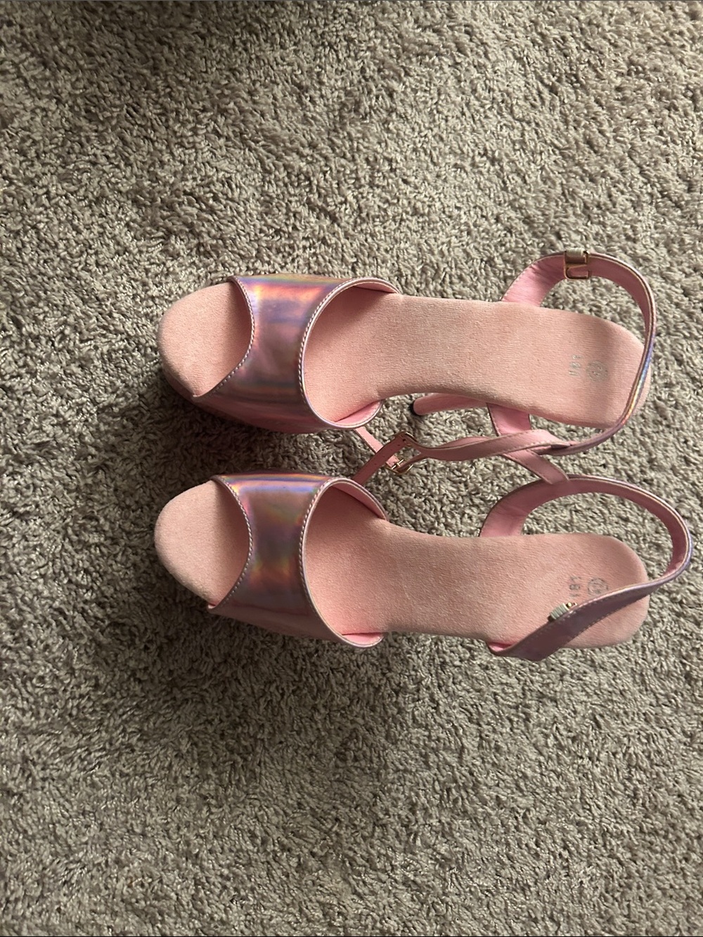 Pink Holographic Open-Toe Women’s Sandals